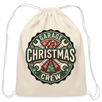 Garage Christmas Crew Badge - Cotton Drawstring Bag - natural - Front