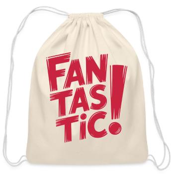 Bold Retro "Fantastic!" Lettering Design - Cotton Drawstring Bag - natural - Front