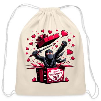 Ninja Valentine Surprise - Cotton Drawstring Bag - natural - Front