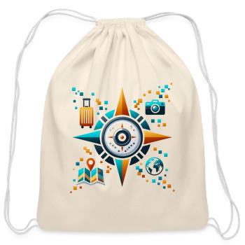 Digital Compass Travel Quest - Cotton Drawstring Bag - natural - Front