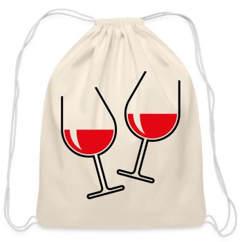 2 verres de vin rouge à toast (bulbeux / ouverts) - Sac à cordon en coton - nature - Devant