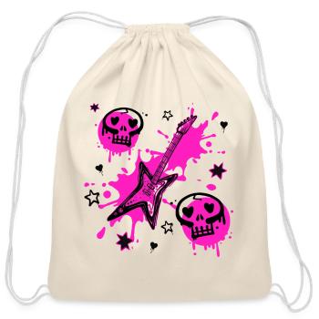 Neon Skull Guitar Splash - Cotton Drawstring Bag - natural - Front