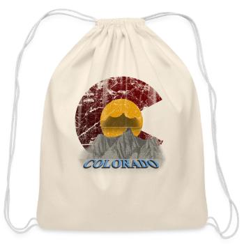 Colorado Flag Mountain Lake Distressed - Cotton Drawstring Bag - natural - Front