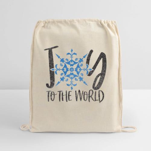 Coastal Christmas Joy to the World Snowflake - Cotton Drawstring Bag