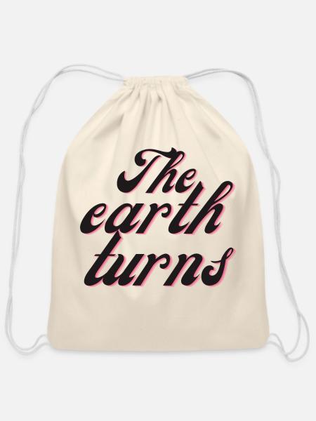 The earth turns - Cotton Drawstring Bag - natural
