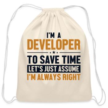 Developer Let'S Assume I'M Right Developer Program - Cotton Drawstring Bag - natural - Front