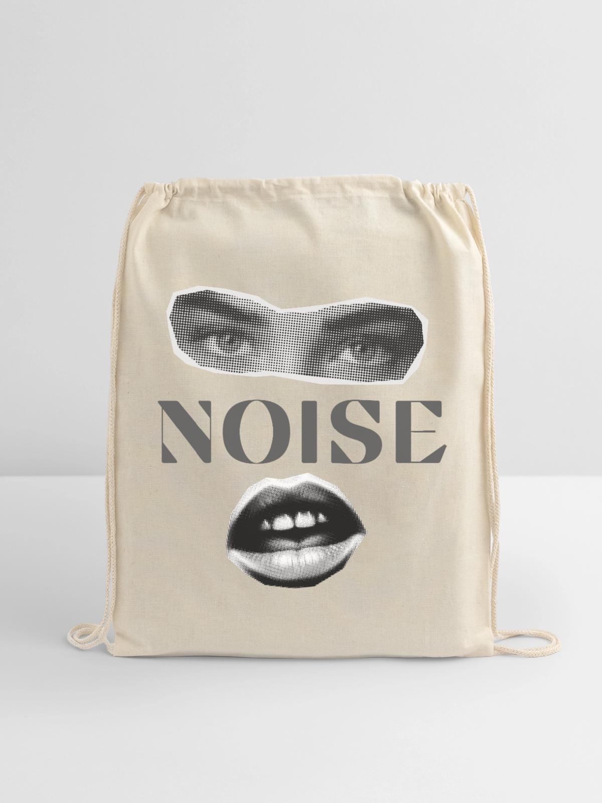 Halftone Noise Face - Cotton Drawstring Bag - natural - Front