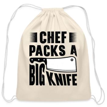 Chef Big Knife Slicing Cooking Meals - Cotton Drawstring Bag - natural - Front