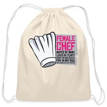 Female Chef Cooking Meals Food Lover - Cotton Drawstring Bag - natural - Front