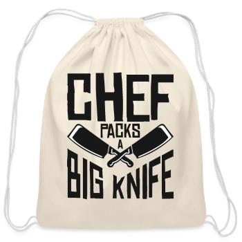 Chef Big Knife Slicing Cooking Meals - Cotton Drawstring Bag - natural - Front