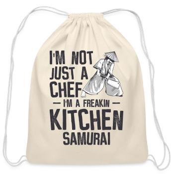 Chef Japanese Samurai Cooking Baking Meals - Cotton Drawstring Bag - natural - Front