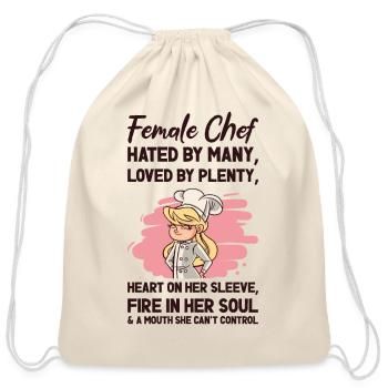 Female Chef Cooking Meals Food Lover - Cotton Drawstring Bag - natural - Front