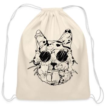 Cat Lover Cat Head - Funny Cats - Cotton Drawstring Bag - natural - Front