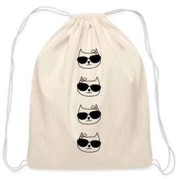 Cat Head Cute Cat Lover - Funny Cat - Cotton Drawstring Bag - natural - Front