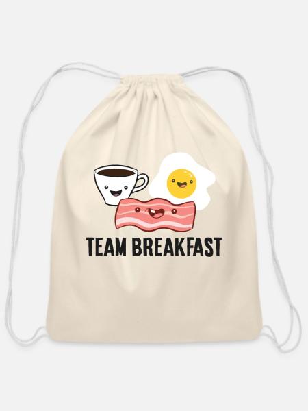 Bacon Eggs Coffee Team Breakfast - Cotton Drawstring Bag - natural