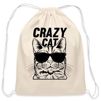 Cat Lover Funny Cat Meme I Crazy Cat - Cotton Drawstring Bag - natural - Front