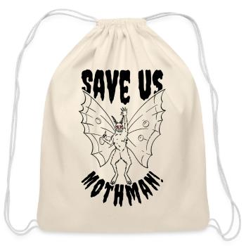 Halloween Mothman Mythical Line Art Beast Monster - Cotton Drawstring Bag - natural - Front