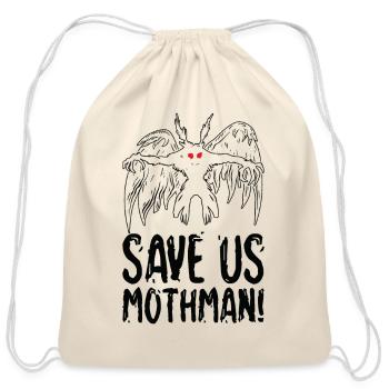 Halloween Mothman Mythical Line Art Beast Monster - Cotton Drawstring Bag - natural - Front