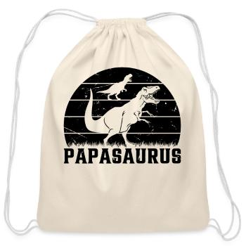 Papa Saurus Papa Dino Papa Dinosaur - Papasaurus - Cotton Drawstring Bag - natural - Front