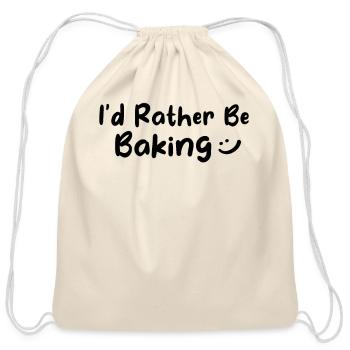 Baker - I'd Rather Be Baking - Cotton Drawstring Bag - natural - Front