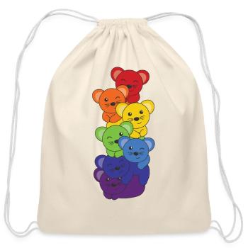 Rainbow Mouse Cute Colorful Mouse For Kids - Cotton Drawstring Bag - natural - Front