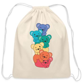 Rainbow Mouse Cute Colorful Mouse For Kids - Cotton Drawstring Bag - natural - Front