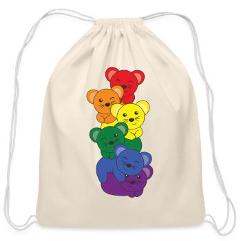 Rainbow Mouse Cute Colorful Mouse For Kids - Cotton Drawstring Bag - natural - Front