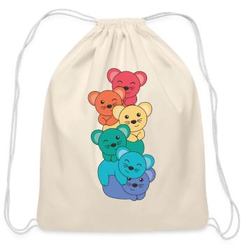 Rainbow Mouse Cute Colorful Mouse For Kids - Cotton Drawstring Bag - natural - Front