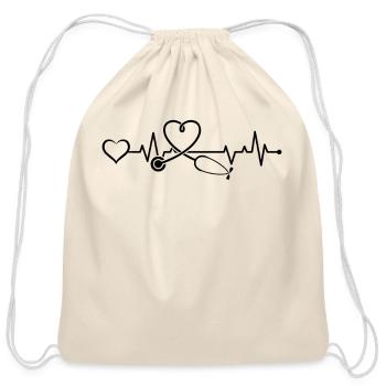 Doctor Stethoscope with Heart - Cotton Drawstring Bag - natural - Front