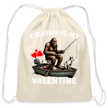 Fishing Is My Valentine - Cotton Drawstring Bag - natural - Front