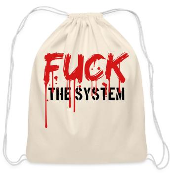 spray graffiti blood drop rebellious fuck the syst - Cotton Drawstring Bag - natural - Front