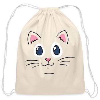 Cat Face Mask And Cartoon Fashion - Cotton Drawstring Bag - natural - Front