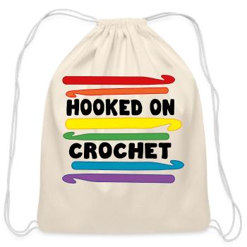 Hooked on Crochet Rainbow green - Cotton Drawstring Bag - natural - Front
