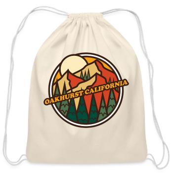 Oakhurst California Mountain Hiking Print - Cotton Drawstring Bag - natural - Front