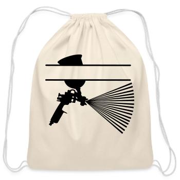 Spray with paint cup text banner - Cotton Drawstring Bag - natural - Front