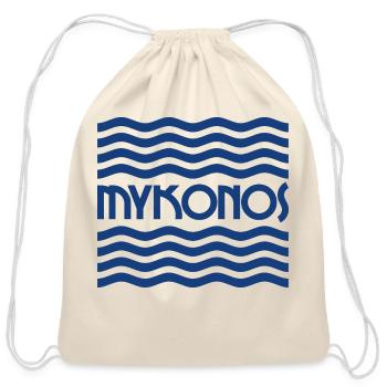 Mykonos Greece green - Cotton Drawstring Bag - natural - Front