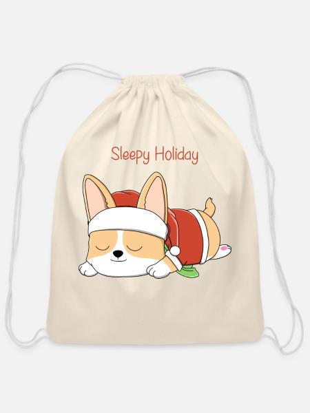 Sleepy Holiday - Cotton Drawstring Bag - natural