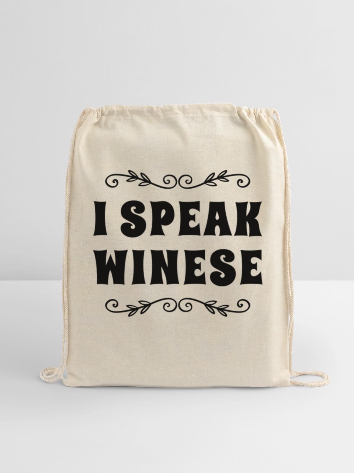 I Speak Wine - Cotton Drawstring Bag - natural - Front
