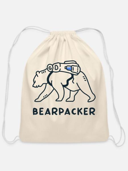 Bear Backpacker Adventure - Cotton Drawstring Bag - natural