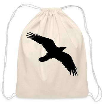 Bird Crow Raven - Cotton Drawstring Bag - natural - Front