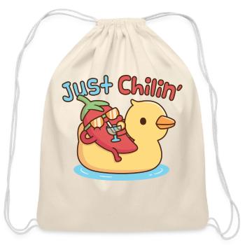 Funny Chili On Ducky Pool Float Just Chilin Pun - Cotton Drawstring Bag - natural - Front