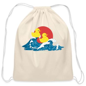 The great wave of rubber ducks - Cotton Drawstring Bag - natural - Front