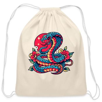 Vintage Cobra Flash Tattoo - Cotton Drawstring Bag - natural - Front