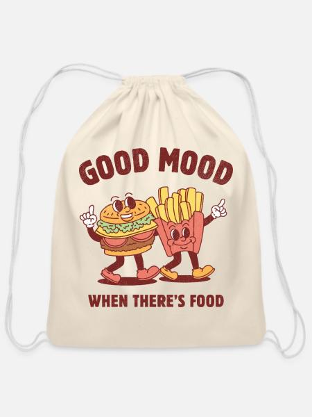 Good Mood When There's Food - Cotton Drawstring Bag - natural