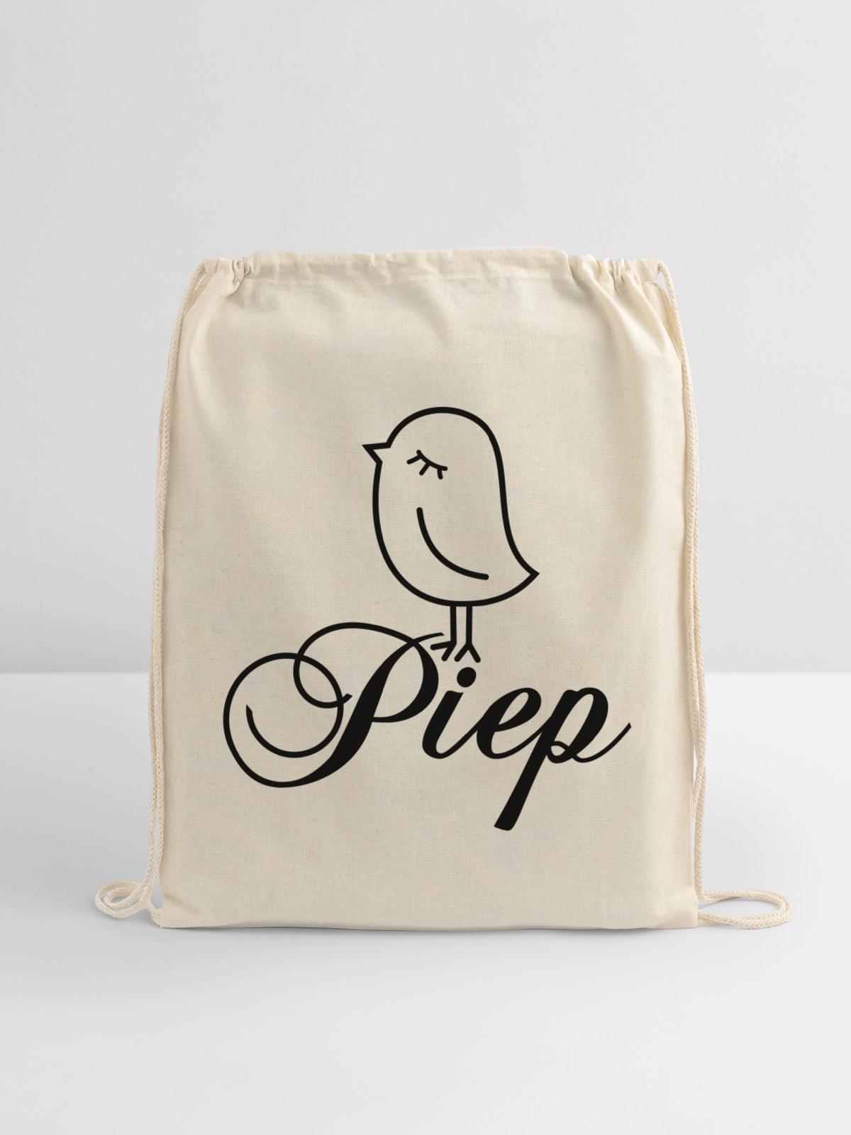 Sparrow “Piep” - Cotton Drawstring Bag - natural - Front