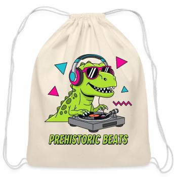 Prehistoric Beats DJ Dino - Cotton Drawstring Bag - natural - Front
