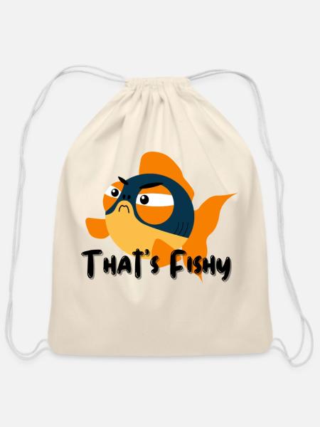 That's Fishy - Cotton Drawstring Bag - natural