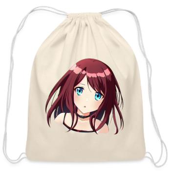 Huh? Surprised Anime Girl - Cotton Drawstring Bag - natural - Front