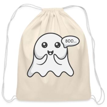 Cute Ghost Boo - Cotton Drawstring Bag - natural - Front