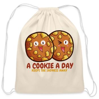 A Cookie A Day Keeps The Sadness Away - Cotton Drawstring Bag - natural - Front